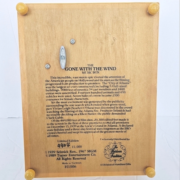 Heirloom Tradition Limited Edition 'Gone With the Wind' Music Box Collectible - Picture 13 of 14